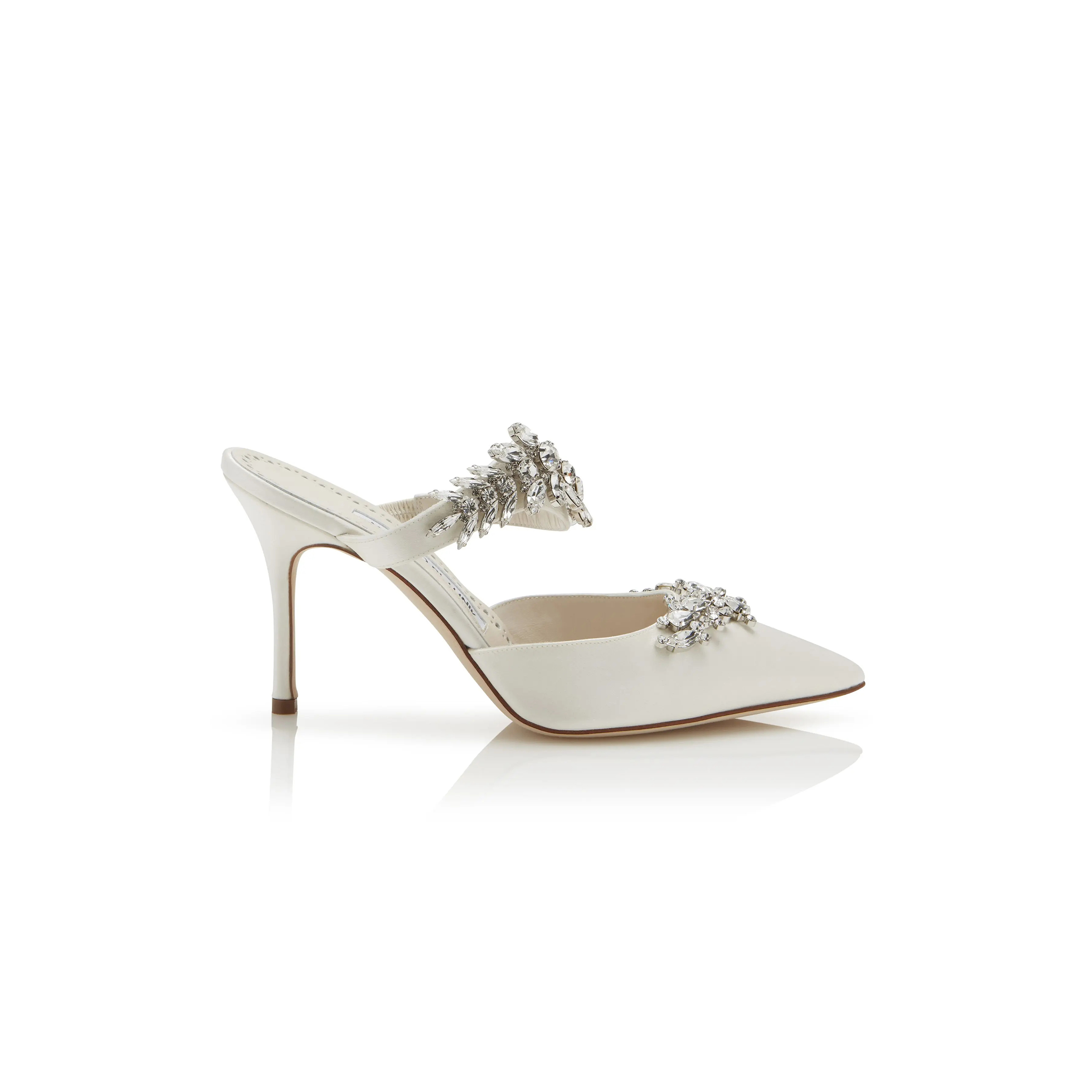 man010 B1ahn*k lurumus off-white satin crystal embellished mules 9xx-0362-0049